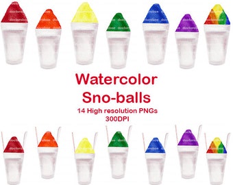 Watercolor sno-ball clipart, snoballs clipart, snowball clipart, new orleans summer clipart, snow cone clipart, watercolor clipart, PNG