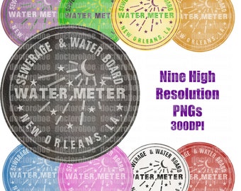 New Orleans Watermeter Clipart, New Orleans Watercolor Watermeter Clipart, New Orleans watercolor clipart, watercolor clipart, NOLA