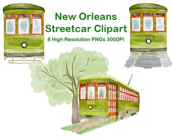 Imágenes prediseñadas de tranvía de Nueva Orleans, deseo de tranvía, imágenes prediseñadas de tranvía de acuarela, imágenes prediseñadas de nola, tranvía de nola, imágenes prediseñadas de acuarela, st. Charles