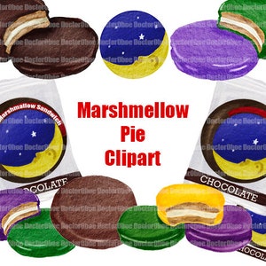 Clipart de torta de marshmallow, clipart de Moonpie, clipart de torta de lua, clipart de nova orleans, clipart de lanche, clipart de carnaval