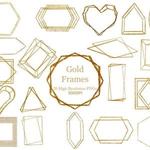 Gold frame, Geometric Gold Frames, DIY Wedding Invitations, Frame PNG, PNG frames, Gold frame clipart