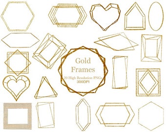 Gold frame, Geometric Gold Frames, DIY Wedding Invitations, Frame PNG, PNG frames, Gold frame clipart