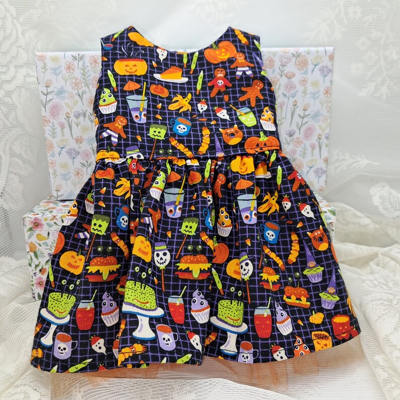 18 Inch Doll Halloween 2 Piece Dress Set With Attached Tulle Slip and