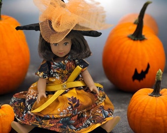 Mini Doll Halloween Witch Costume, Handmade 6.5-7 Inch Doll Dress