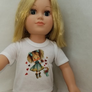 18 Inch Girl Doll or Teddy Bear Little Girl T-Shirts (you choose pattern)