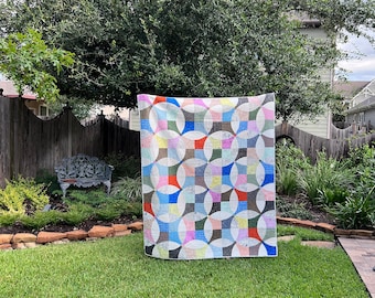 Modern Handmade Quilt | Multi-Colors Quilt | Lap Quilt | Wall Hanging I Flowering Snowball Quilt I Curves Quilt