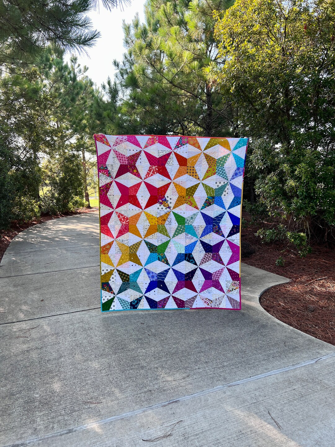 Modern Handmade Quilt Multicolors Quilt Lap Quilt Quilt With Stars I
