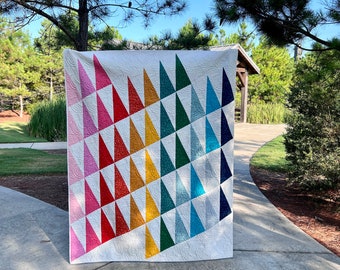 Modern Handmade Quilt | Multi-Colors Quilt | Lap Quilt | Quilt with Triangles | Throw Quilt | Accent Quilt | Decorative Quilt