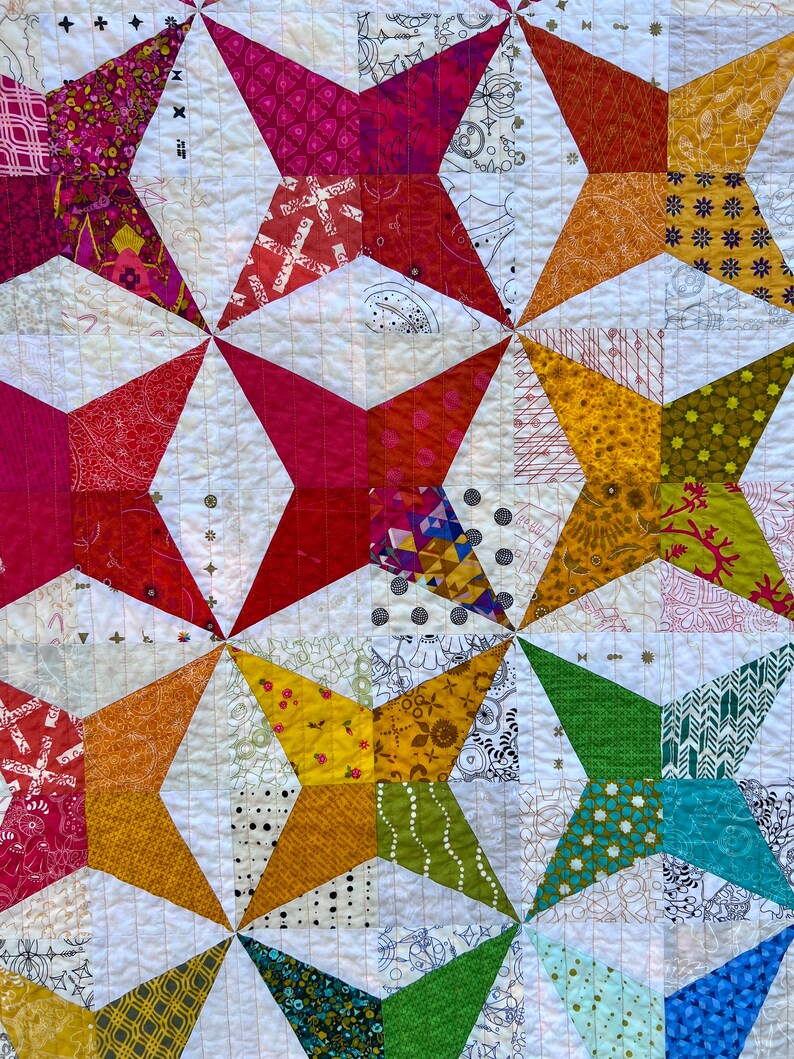 Modern Handmade Quilt Multicolors Quilt Lap Quilt Quilt With Stars I
