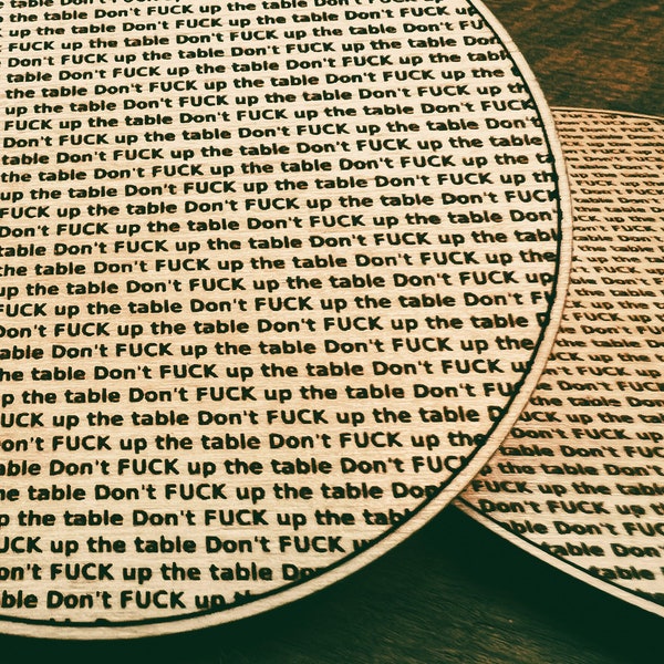 Trivet Coasters Don't Fuck Up the Table wood coasters wood trivet laser engraved house warming bar drink protector