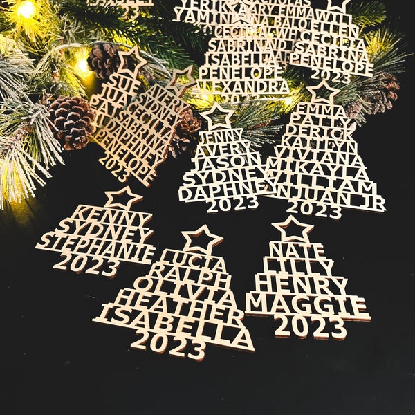 Family Christmas Ornament - Handmade Christmas Tree made with names