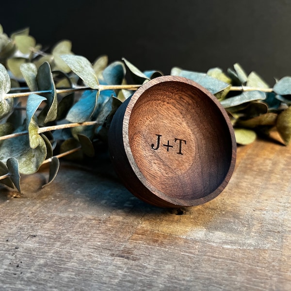 Custom Walnut Ring Dish Tray Holder, Wood, Handmade, Wedding, Engagement, Initials