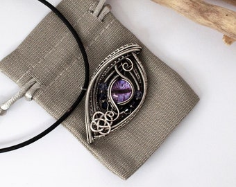 Purple Celtic Knot Dragon Eye Pendant or brooch