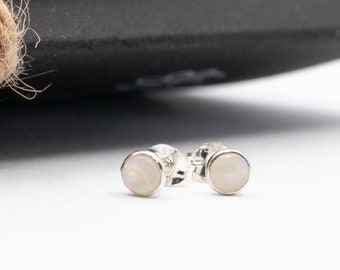 White Opal stud earrings