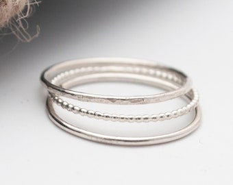 Silver minimalist stacking rings