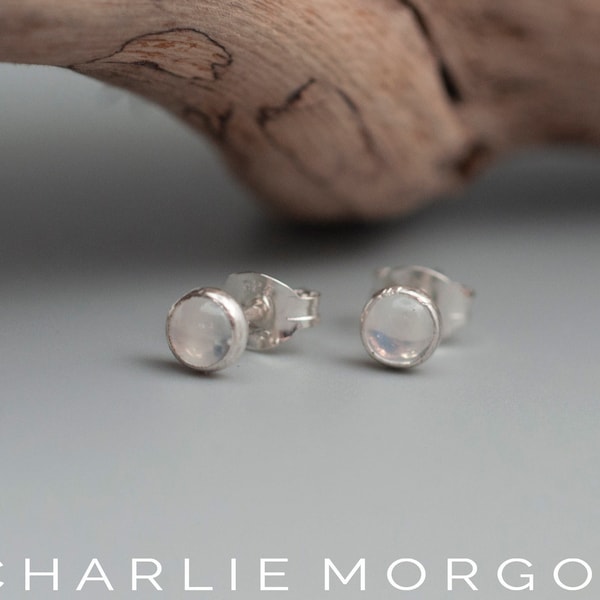 sterling silver Moonstone stud earrings