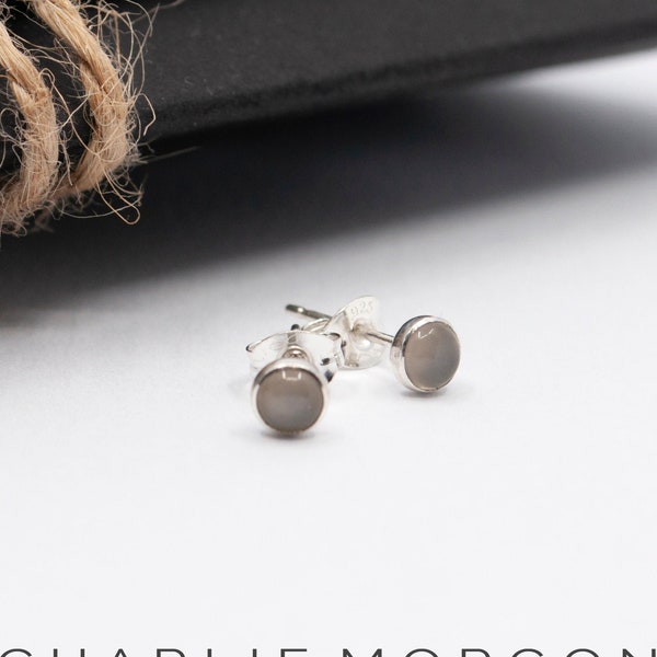 Grey Moonstone stud earrings