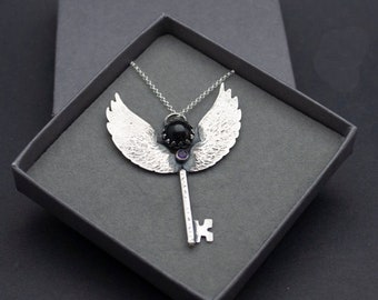 Winged Skeleton Key Pendant