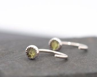 Peridot Pull through hoop earrings