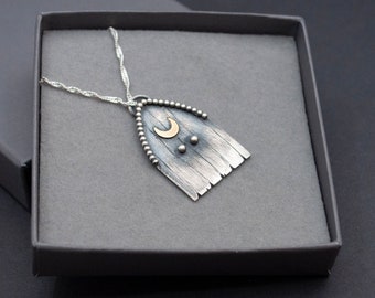 Quirky silver fairy door pendant