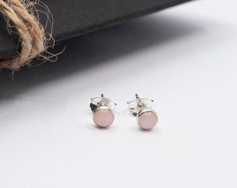 Pink Opal stud earrings