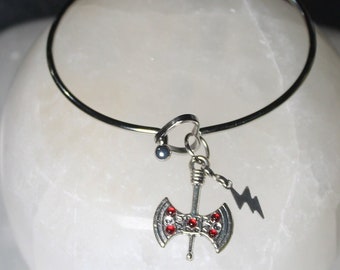 Chango bracelet, Shango lighting bolt  charm stainless steel bangle bracelet