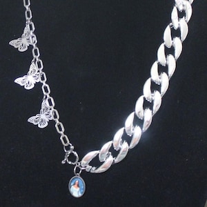 Yemaya Necklace, Yemonja pendant stainless steel  with  image of yemaya
