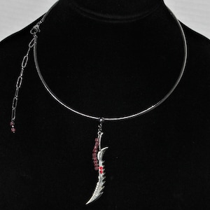 Oya Necklace, Yansa stainless steel wire collar with a large sword Pendant,  Oya charm choker