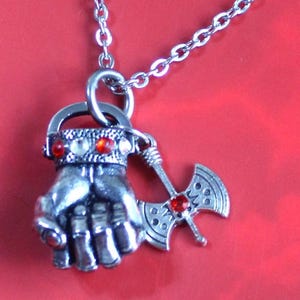 Chango Necklace, Sango Warrior Protection amulet, Shango stainless steel  powerful hand, with stainless steel chain
