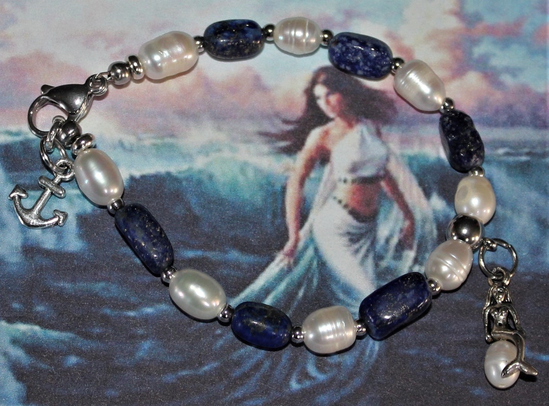 Yemaya Mermaid Bracelet Yemonja Beaded Charm Bracelet Yemaya Etsy