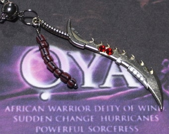 Oya Necklace, Orisha Yansa, machetes Santeria symbol necklace, with a stainless steel  chain