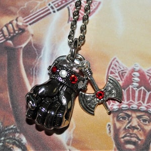 Chango Necklace, Sango Warrior Protection amulet, Shango stainless steel  powerful hand, with stainless steel chain