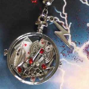 Chango Necklace, Shango floating charm locket with stainless steel chain, sango warrior large tool  locket