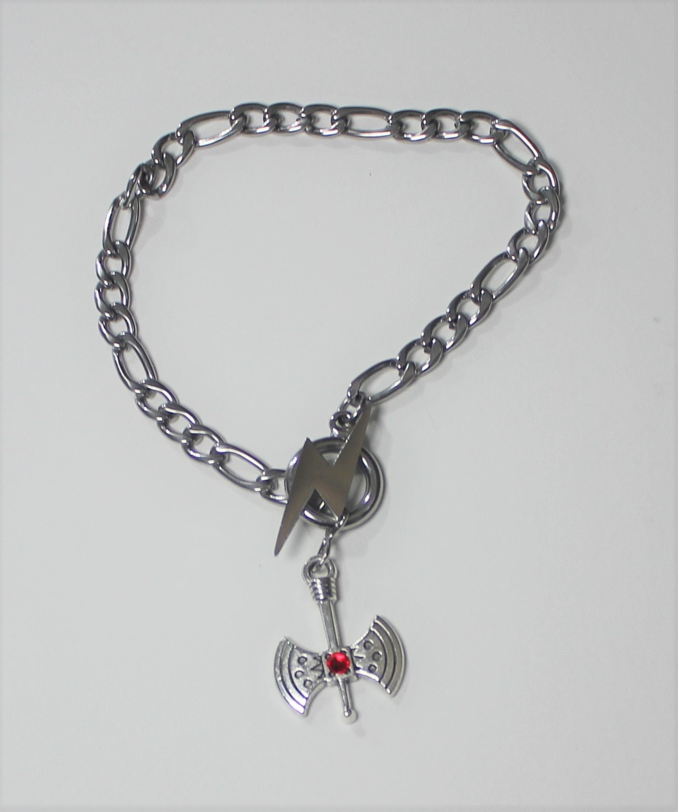 Chango Bracelet,  Shango Figaro bracelet chain,  Shango Stainless steel,  unisex charm Bracelet