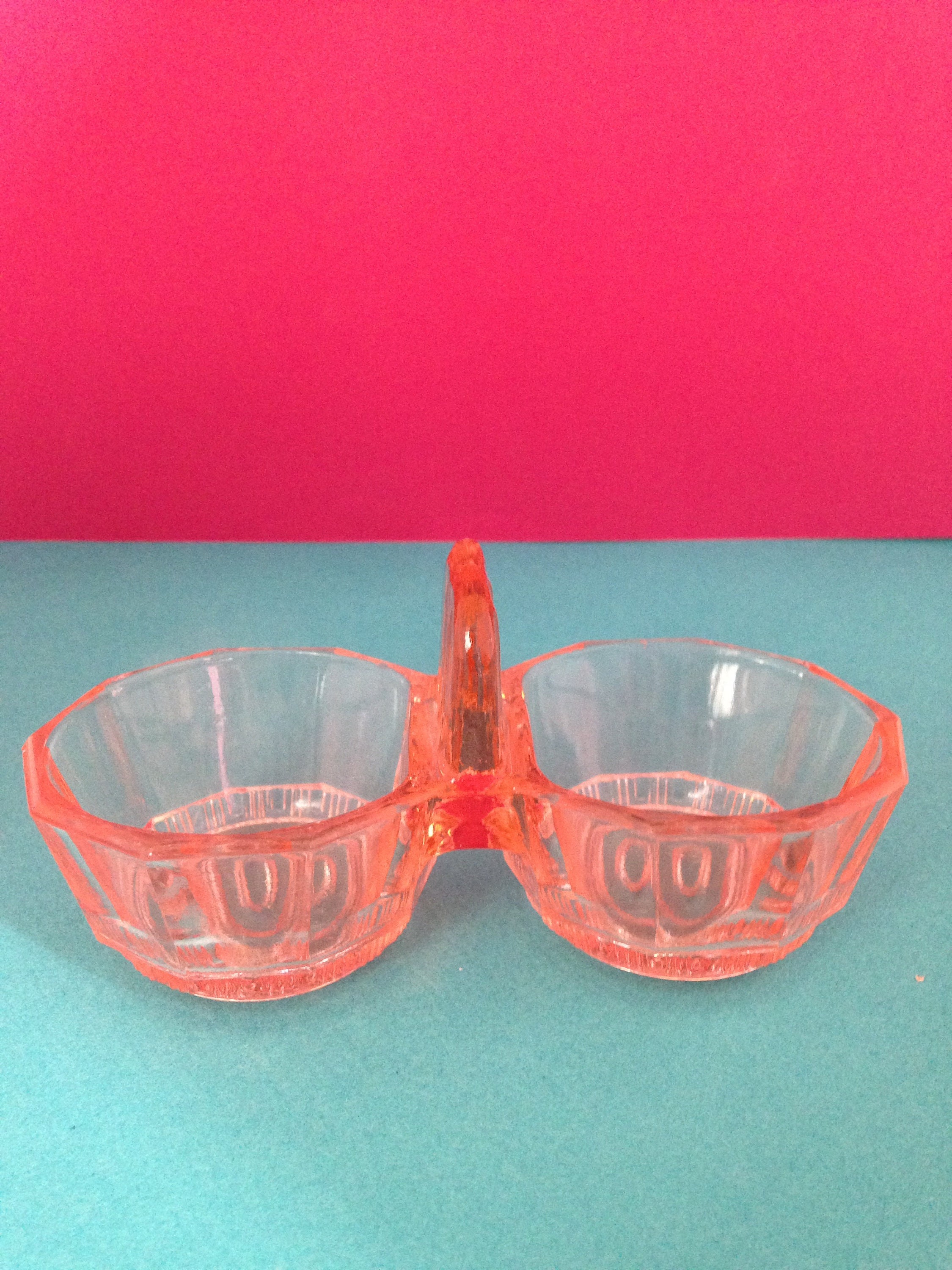 Vintage Français Set Servant Salt Pepper Glass Pink Vers 1950