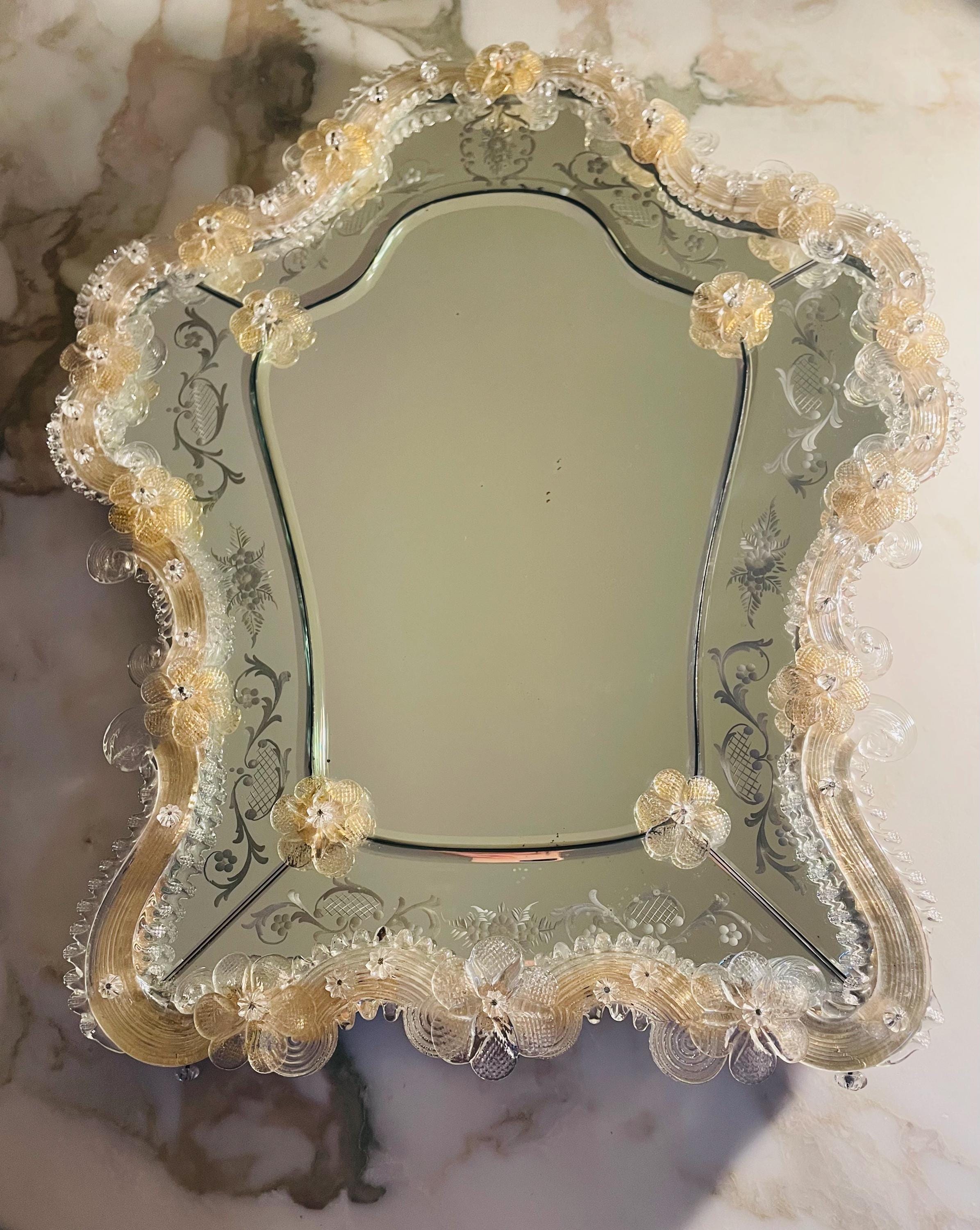 イタリア⭐︎MURANO☆大型⭐︎ヴェネチアンムラノガラスミラー☆壁掛鏡 イタリア⭐︎MURANO☆大型⭐︎ヴェネチアンムラノガラスミラー