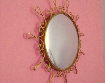 Miroir mural vintage Starburst flower en verre de sorcière 1960