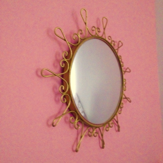 Miroir mural vintage Starburst flower en verre de sorcière 1960