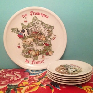 Plateau de fromages français vintage Assiette de service avec 5 assiettes en cuir Plateau de fromages. Vins de France