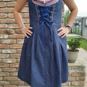 Women's dirndl dress dark blue traditional dress for the Oktoberfest, folk festival in Bavaria, Tyrol, Austria Germany, Switzerland image 3