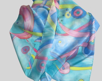 Large hand-painted silk scarf Sunny afterimages, gift for her, wedding shawl, rainbow shawl