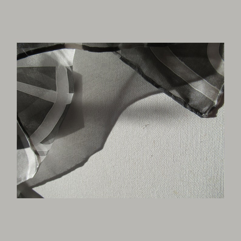 Silk scarf hand-painted in gray and black. image 6