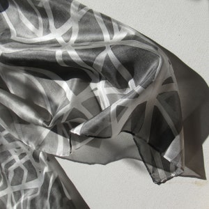 Silk scarf hand-painted in gray and black. image 7