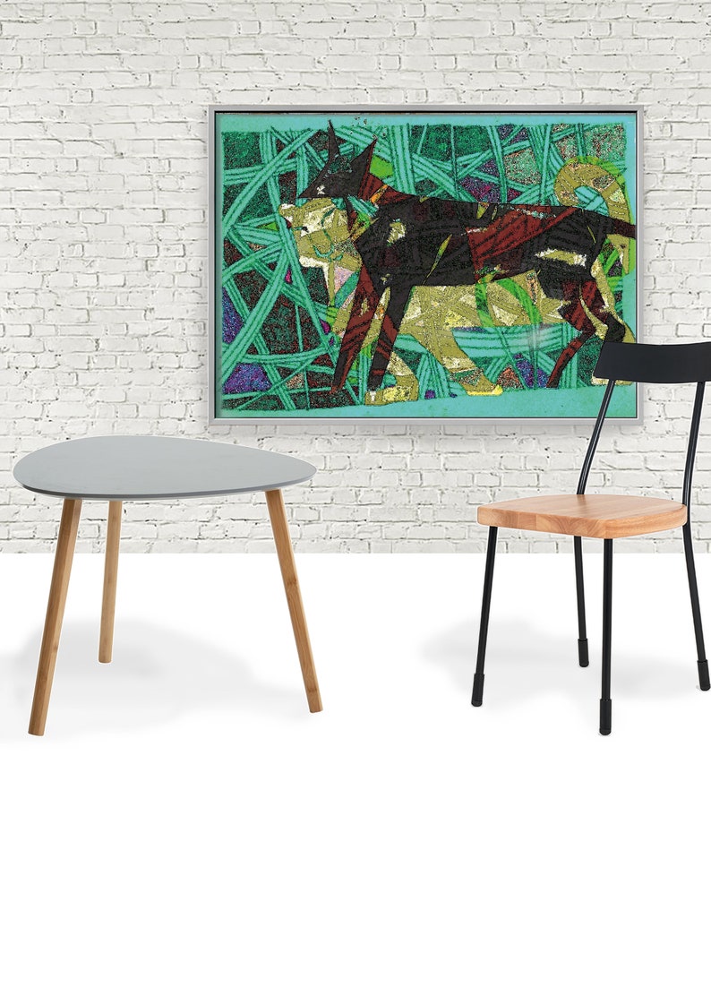 Wall Art art Home Decor Original Artwork print Art Print Dog and lion