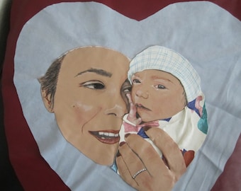 NOT for SALE 3D Precious Mother and Newborn creation in Leather & Suede! 18 x 21 Heart!