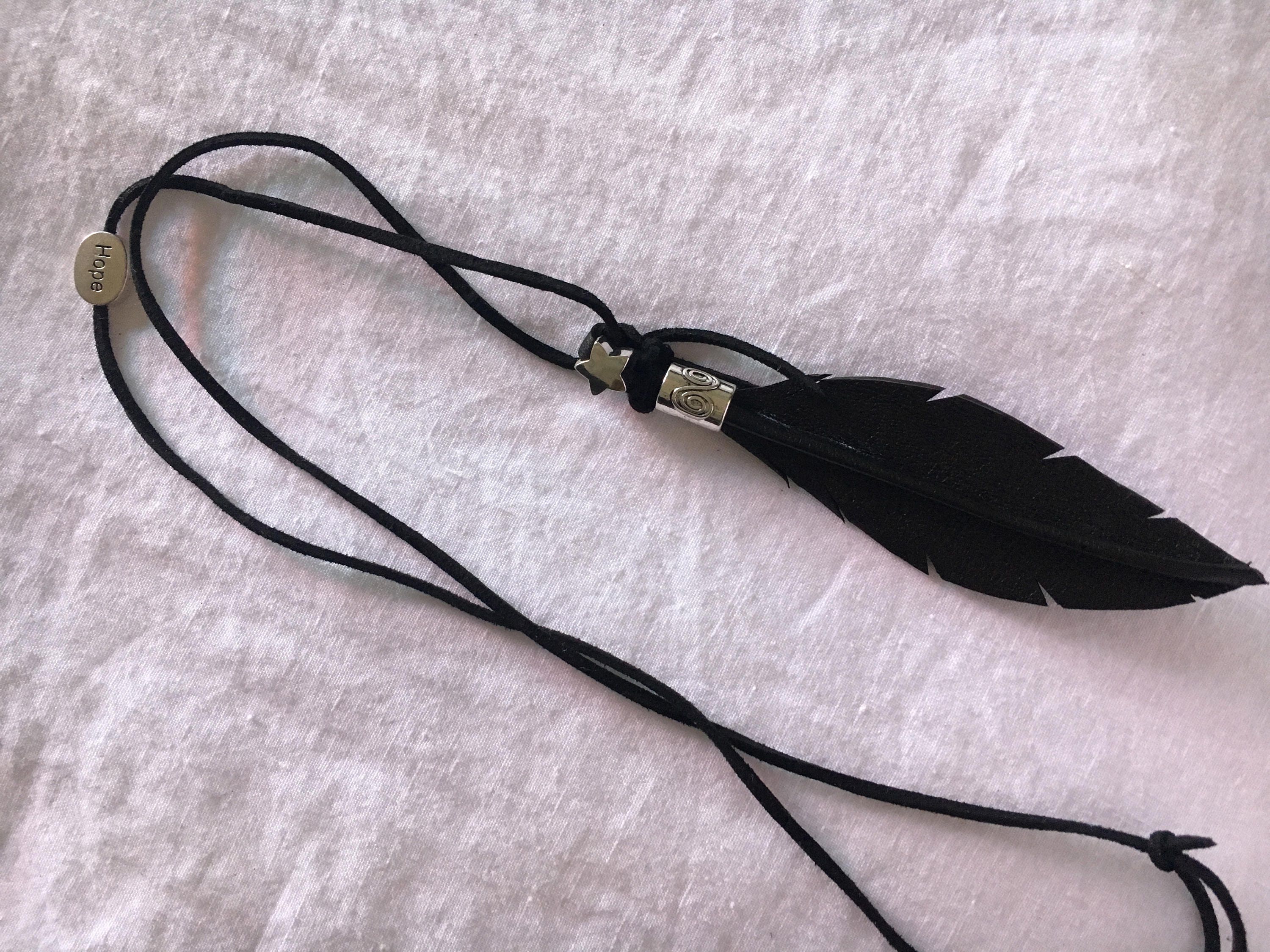 アクセサリー Leather Feather necklace Leather Feather Necklace – Wyld Earth