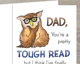 Funny birthday card for dad with owl, funny Dad birthday card, funny birthday card for him, cartoon bday card, father birthday, owl birthday