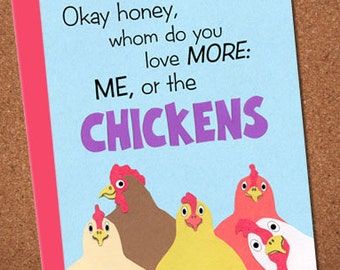 Chicken valentine's day card, funny valentine's day card, hand made valentine for chicken lovers, card for chicken owners, collage