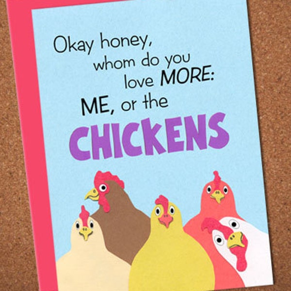 Chicken valentine's day card, funny valentine's day card, hand made valentine for chicken lovers, card for chicken owners, collage