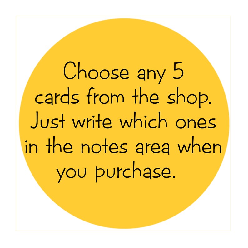 Handmade Card Set of Five Cards, Illustrated Card Set, Variety Card Set